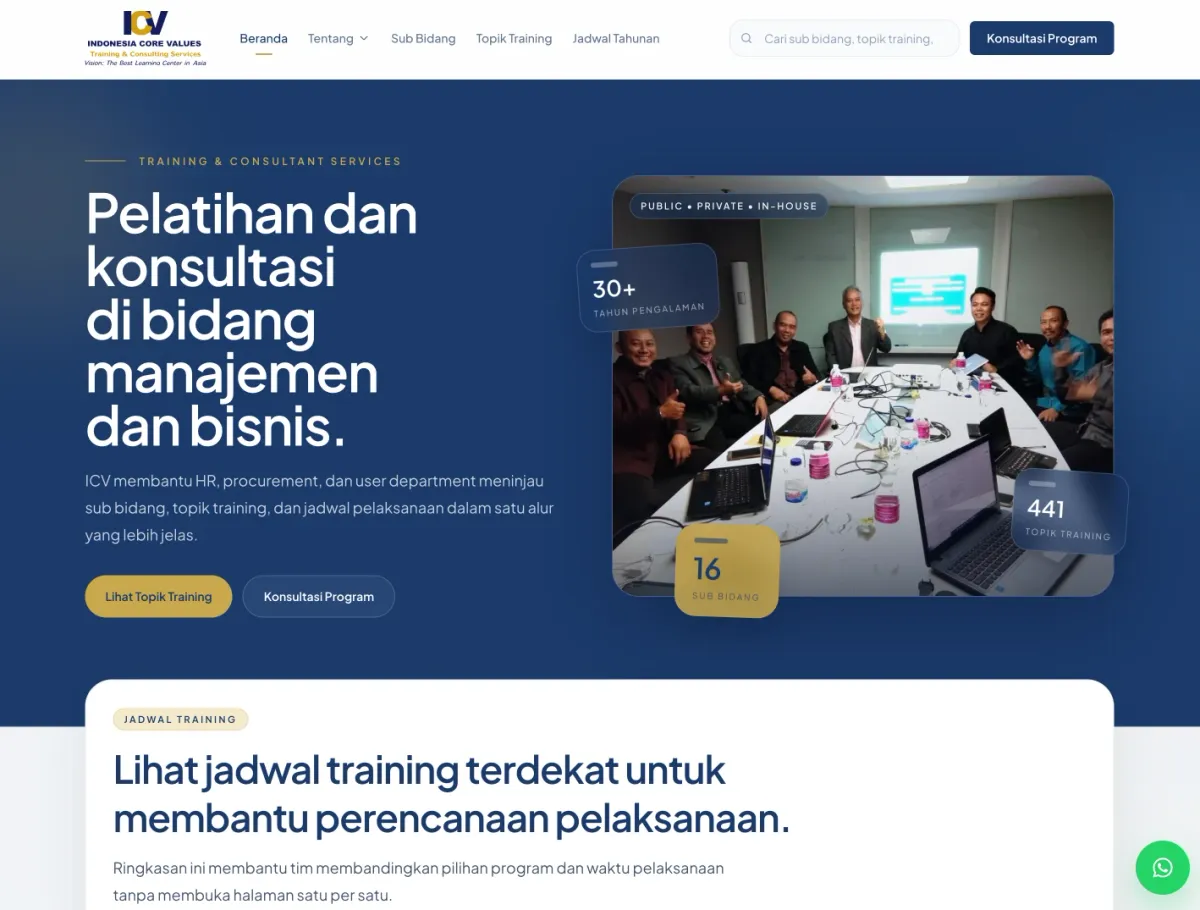 الصفحة الرئيسية لـ ICVTraining.com