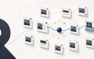 Ilustrasi peta internal link website dengan jalur contextual link dan Jev AI